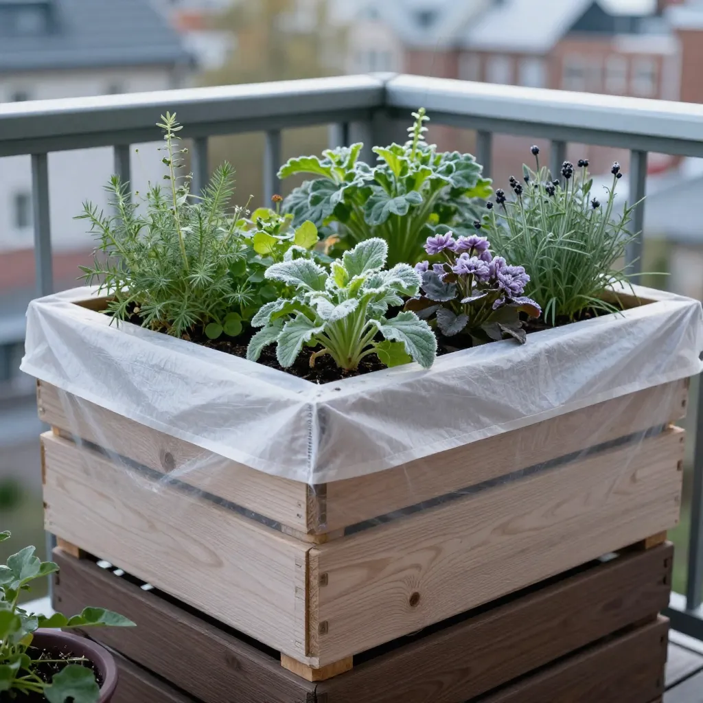 Norrläge balkong med skugga